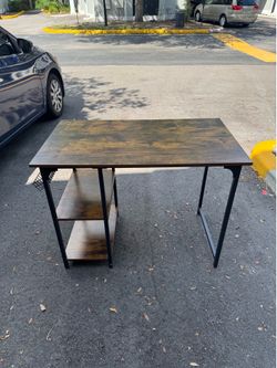 Wooden Desk with Two Shelves
