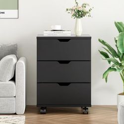 Drawer File Cabinet for Home Office, Mobile Wooden File Cabinet, for Under Desk Storage, Black, Non-Assembled
