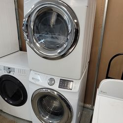 Samsung Front Loading Washer And Stackable Gas Dryer Set 