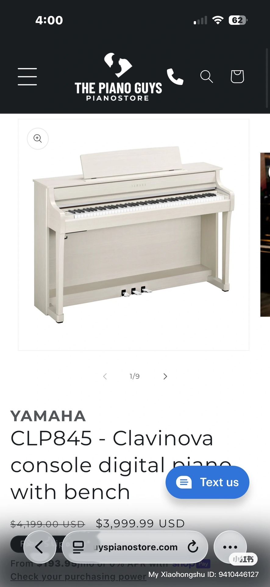 Yamaha CLP845 White Birch