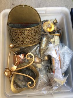 Vintage brass by the boxes Indian art very rare pieces also have sets of candleholders and Indian figurines oriental brass pieces big and small