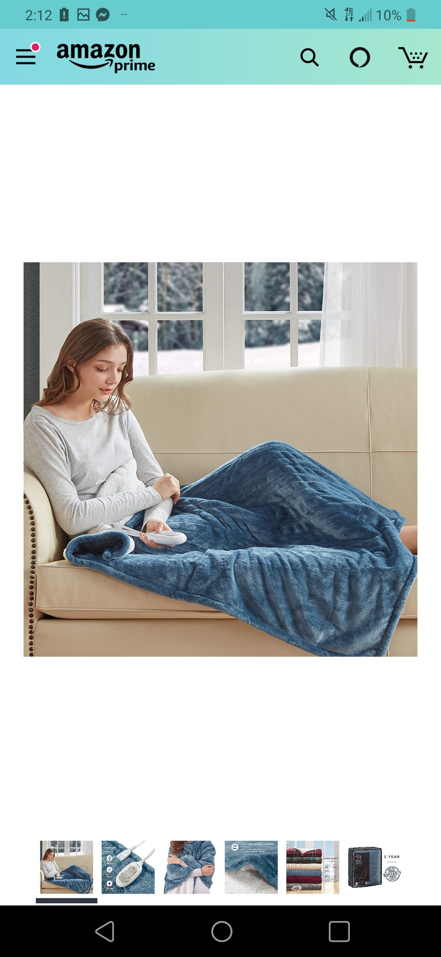 Plush Sherpa Electric Heated Throw Blanket for Winter, Blue 50” X 60” |Washable | Auto Shut Off | 3 Therapeutic Heat Settings | UL Safety Certified