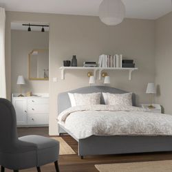 🛏️ IKEA HAUGA FULL SIZE UPHOLSTERED PLATFORM BED FRAME – DELIVERY AVAILABLE