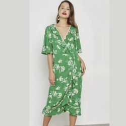 Topshop green wrap dress cheap