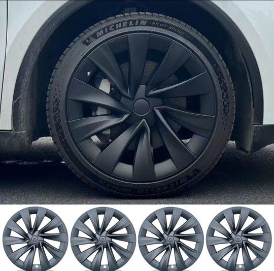 4 Brand New 21" TESLA MODEL Y OEM WHEEL Covers Hubcaps Replacement BNIB NEVER Used