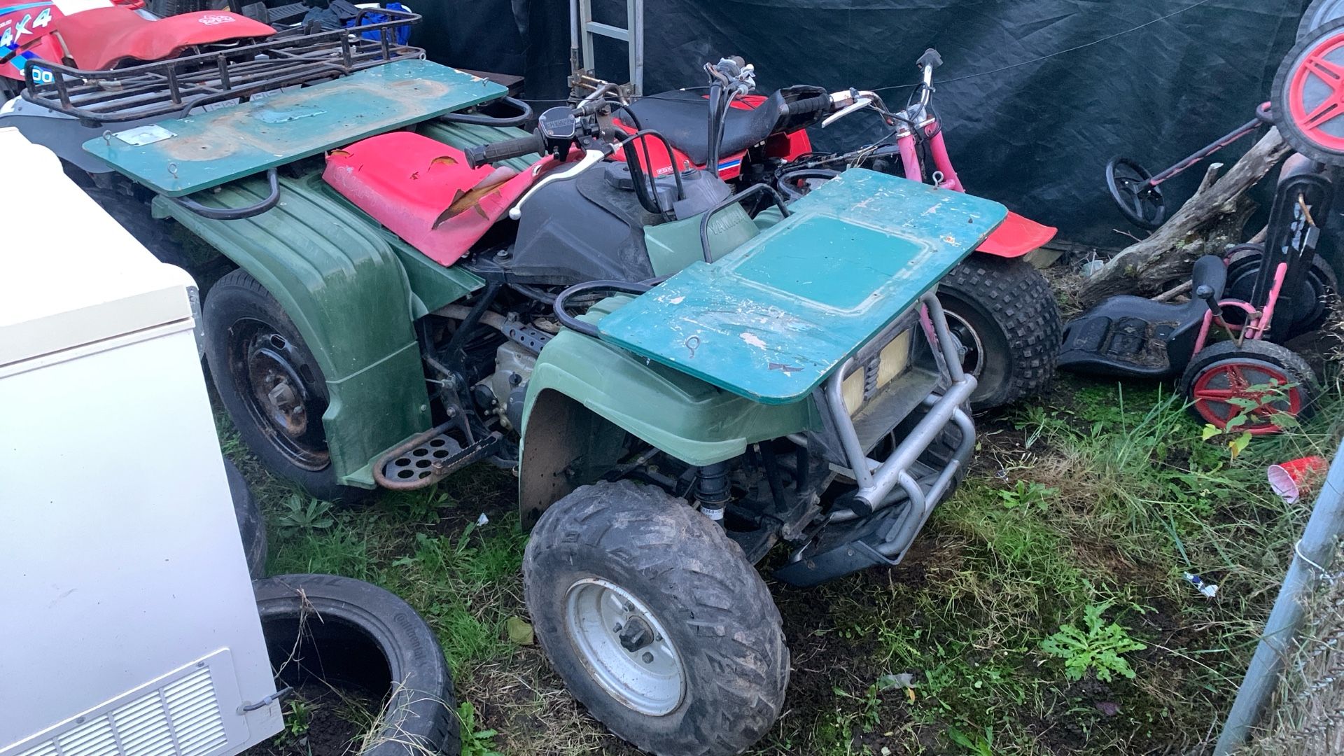 Yamaha Timberwolf 200cc,, Second Bike Is A  Honda 3 Wheeler 110 Attic Cat Wheeler For Sale 