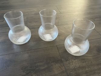 (3) IKEA Decorative PADRAG Clear Glass Vases