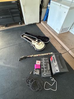 Epiphone les Paul custom and line 6 amp