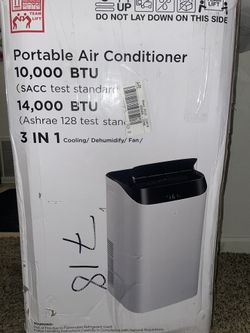 14,000 Btu Portable 3-1 Air Conditioner- Dehumidifier And Fan