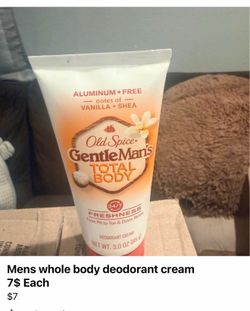 Mens whole body deodorant cream