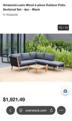 NEW Amazonia Lazio Wood 4-piece Outdoor Patio Sectional Set - 4pc