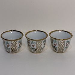 Set of 3 MRWEX Decorative Cups - Gold Trim