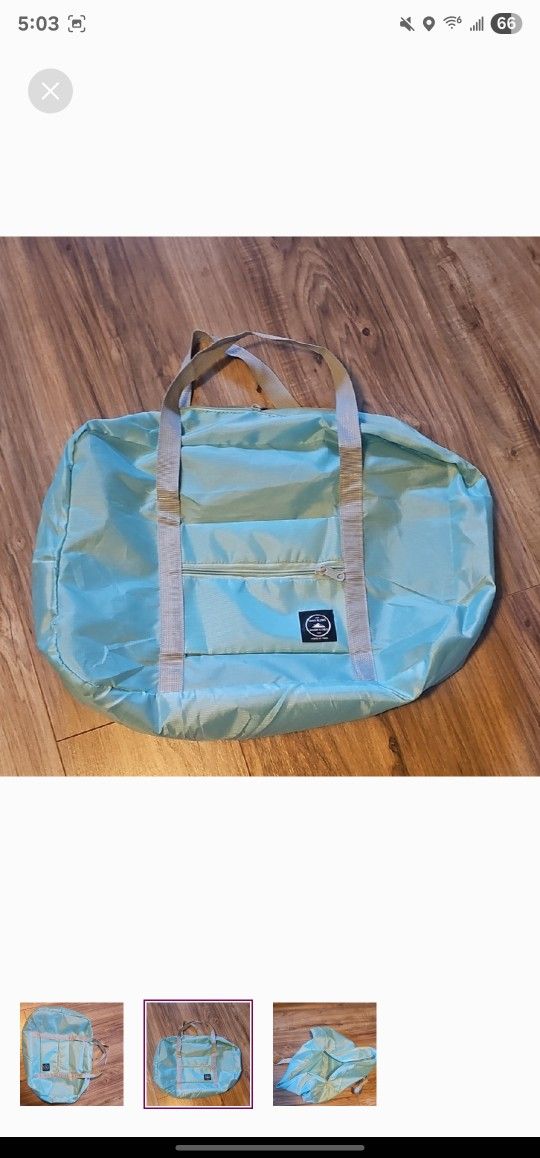 Small Light Blue Foldable Travel Bag