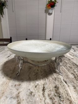 Vintage Arthur Court 1993 Bunny Rabbit Glass Serving Bowl