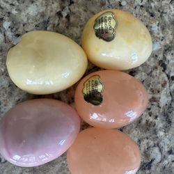 Genuine Alabaster Hand Carved Eggs Lot Of 5