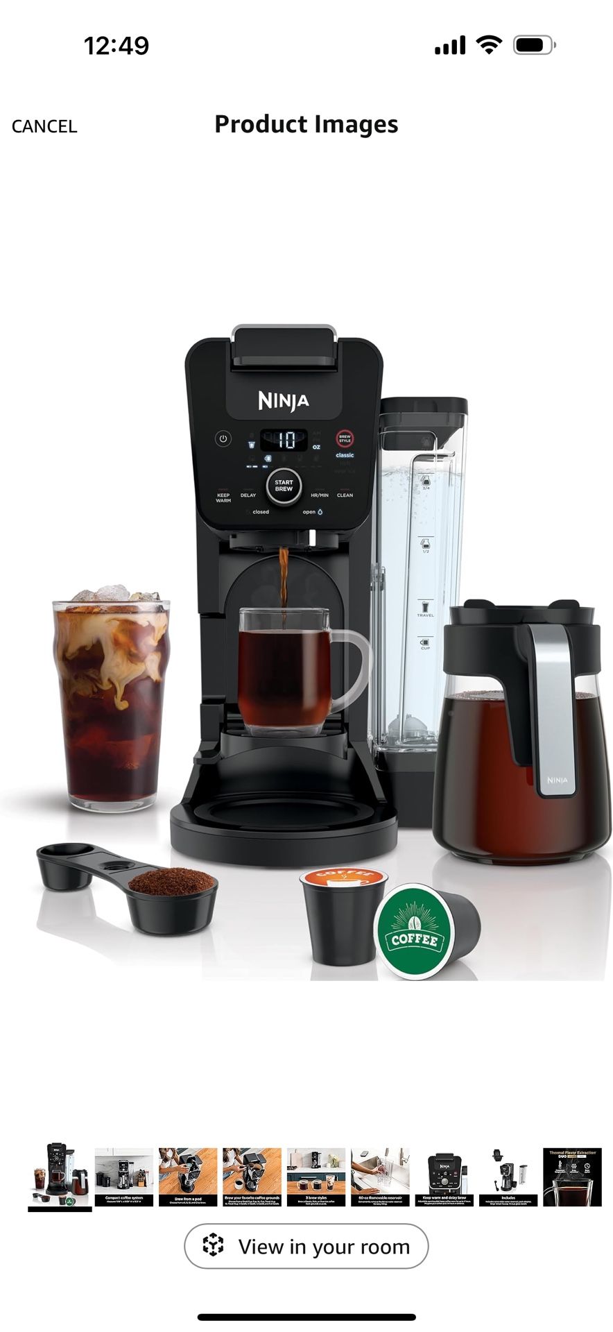 ninja CFP201 DualBrew System 12-Cup Coffee Maker, Single-Serve for Grounds & K-Cup Pod Compatible