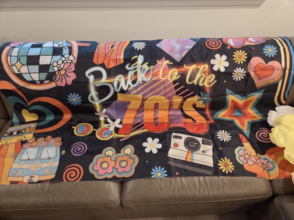 70's Themed Party Decorations, Large Banner, Disco Balls, Ceiling And Wall Decorations