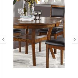 Elegant Walnut Wooden Round Dining Table Set