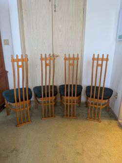 Set of 4 Vintage IMS SRL Italian curved High-Back Dining Chairs - Mid

Century Modern / FLW Style.