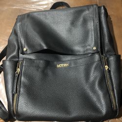 Black  Leather Diaper Backpack