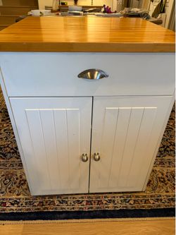 Pair of IKEA butcher block top cabinets