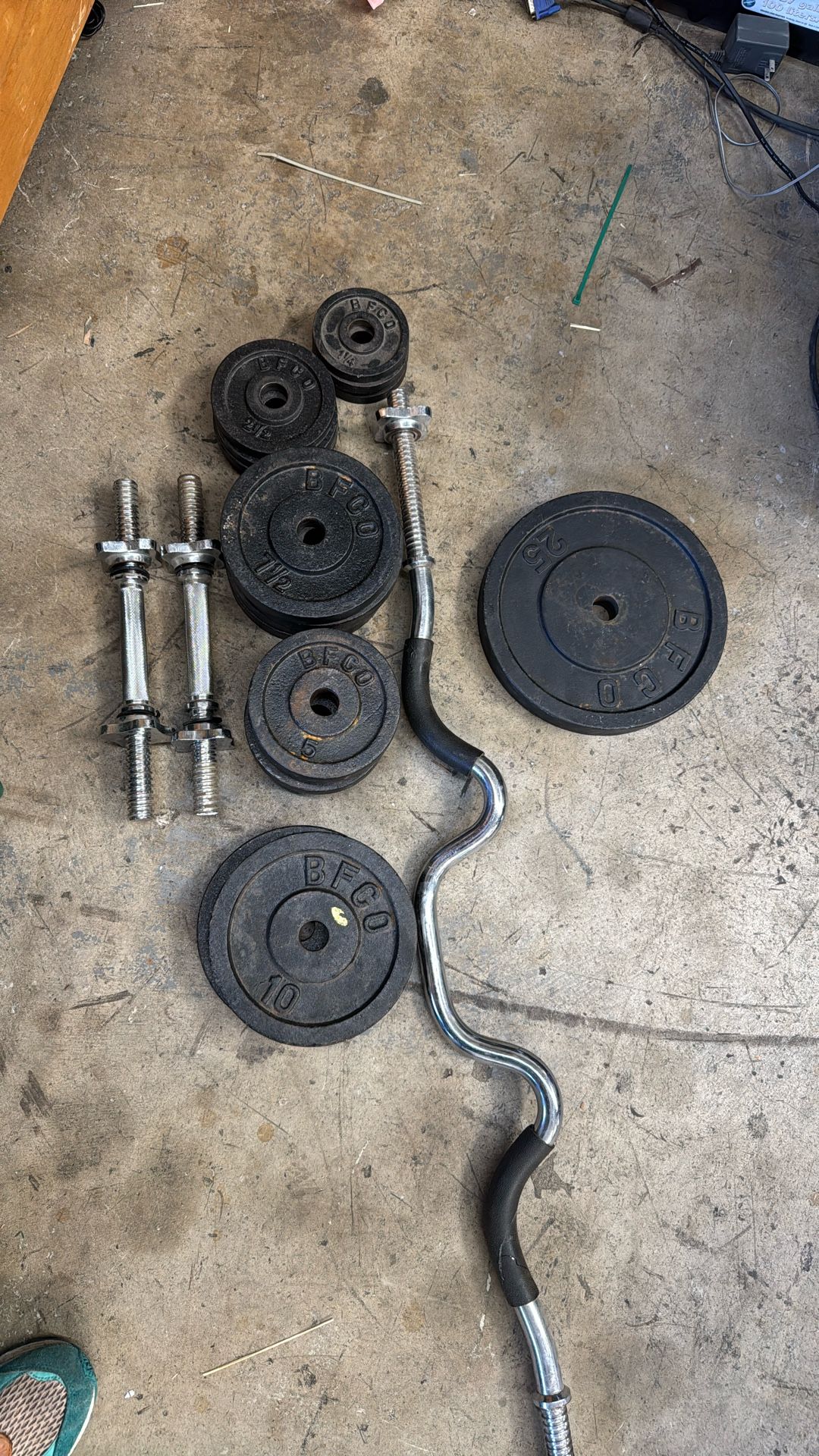 B F C O Olympic Weight Set Dumbbell Curl Bar 