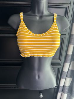 Girls Teens Yellow Adjustable Padded Bra Lined Crop Top Size Xs 