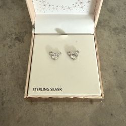 Disney Mickey Head Sterling Silver CZ Stud Earrings