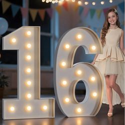 imprsv Marquee Numbers 16 Birthday Decorations: 4FT Tall Large Light Up Numbers Sweet 16 Years Old Birthday Decor for Girl Boy Big Sign Party Annivers