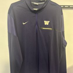 Mens Nike Sideline University of Washington Huskies 1/4 Zip Size 2XL Purple 