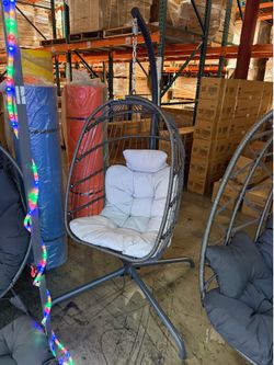 New Swing Hanging Birdcage Egg Chair with Stand Indoor Outdoor 350lbs Capacity