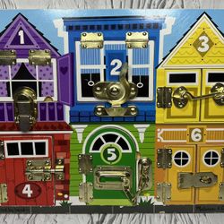 ~Melissa & Doug Wooden Latches Board Latch Locks Doors Windows Puzzle Game