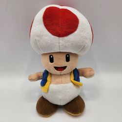 Little Buddy Super Mario Bros Red Toad 8" Plushie Plush toy *NO TAG* used 