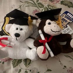 Graduation Stuffed Bear and Monkey