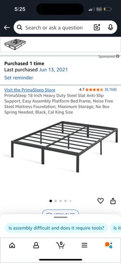 PrimaSleep Cal King Steel Platform Bed Frame - $75 OBO