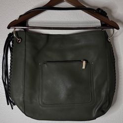 Anthropologie Hand Tote Bag Olive Dark Green with Pockets
