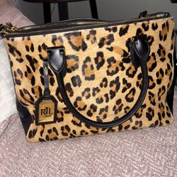 Ralph Lauren Bewbury Double Zip Satchel *Leopard*