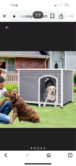 🌟 dog house 🌟 wooden outdoor Winston dog house, waterproof roof and sits higher for cooler/warmer weather conditions.