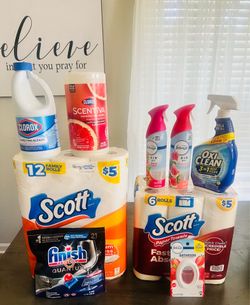 Clorox, Febreze, Scott Oxi Clean, & Finish Bundle $30