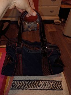 Lancome Black and Red Striped Handbag