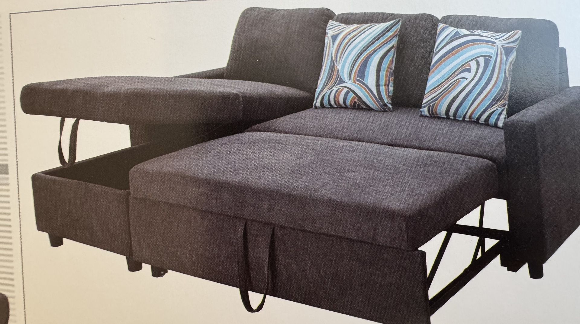 Dark Brown Microfiber Sectional Sleeper Sofa Couch