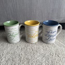 Coffee Mug Set Gibson Home Inspirational 14 oz Hope Live Love Laugh Believe