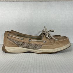 Sperry Top-Sider Laguna Size 9 Women Shoes Beige White Comfort Leather Boat Deck