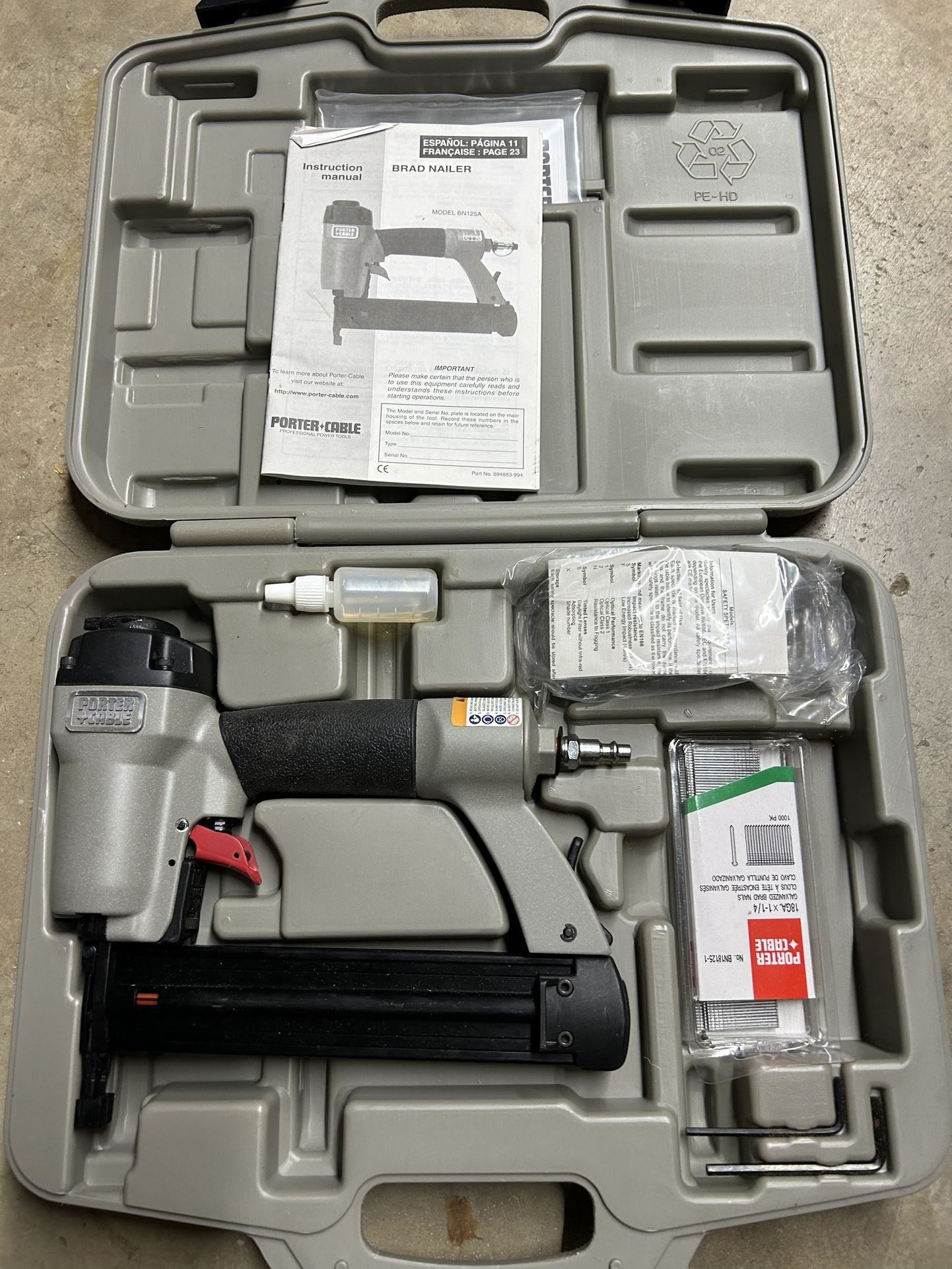 Porter Cable Brad Nailer And Case Used Once