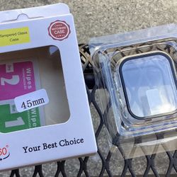 Apple Watch Hard Transparent Plastic With Glass Screen Protector 45mm And 49mm