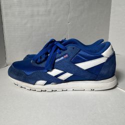 Pre Owned Defect See Last Photo  Reebok Classic  AZ Casual Nylon  Vector Blue White Grade School Big Kids Size 6