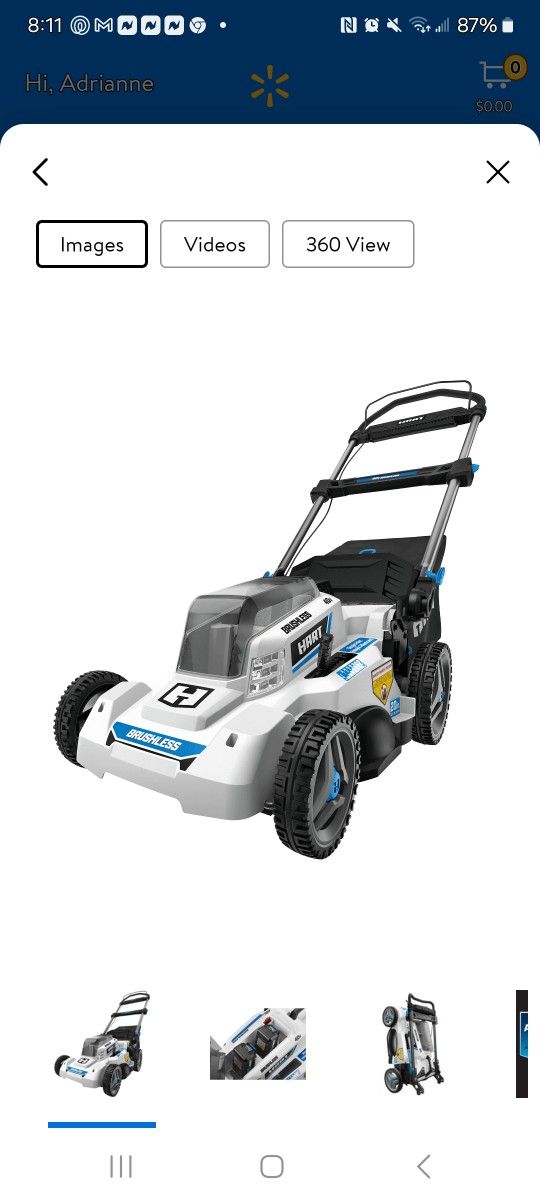 HART 40-Volt 20-inch Cordless Brushless Push Mower Kit, (1) 6.0Ah Lithium-Ion Battery