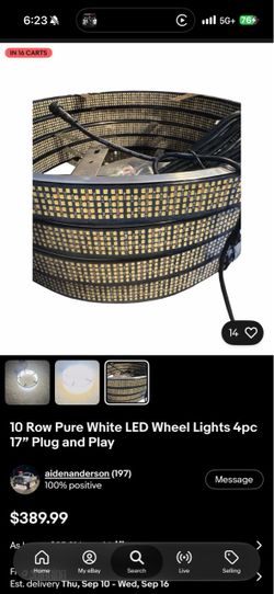 10 Row Pure White LED Wheel Lights 4pc 17"