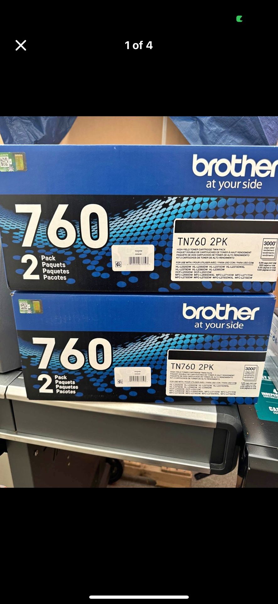 Brother Genuine High-Yield Black Printer Toner Cartridge Twin Pack TN7602PK