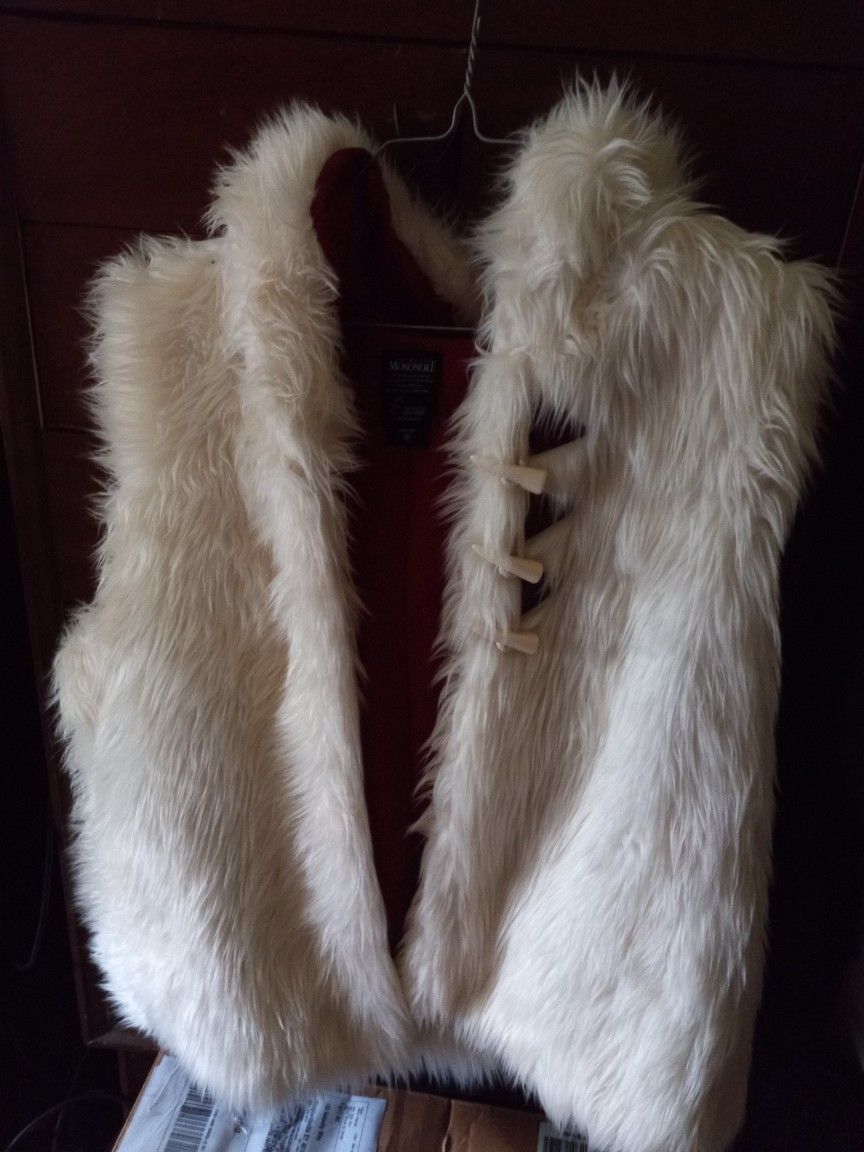 Cosplay Princess Mononoke Hooded Fur Vest Jacket. Cosplay Princess Mononoke Fur Vest XL